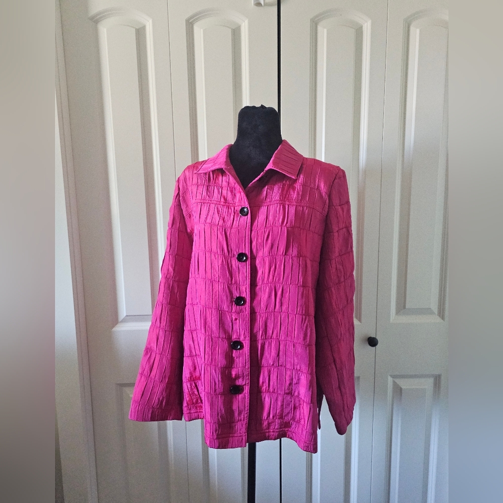 Allison Daley Pink Textured Womens Jacket Button Up Sz 14